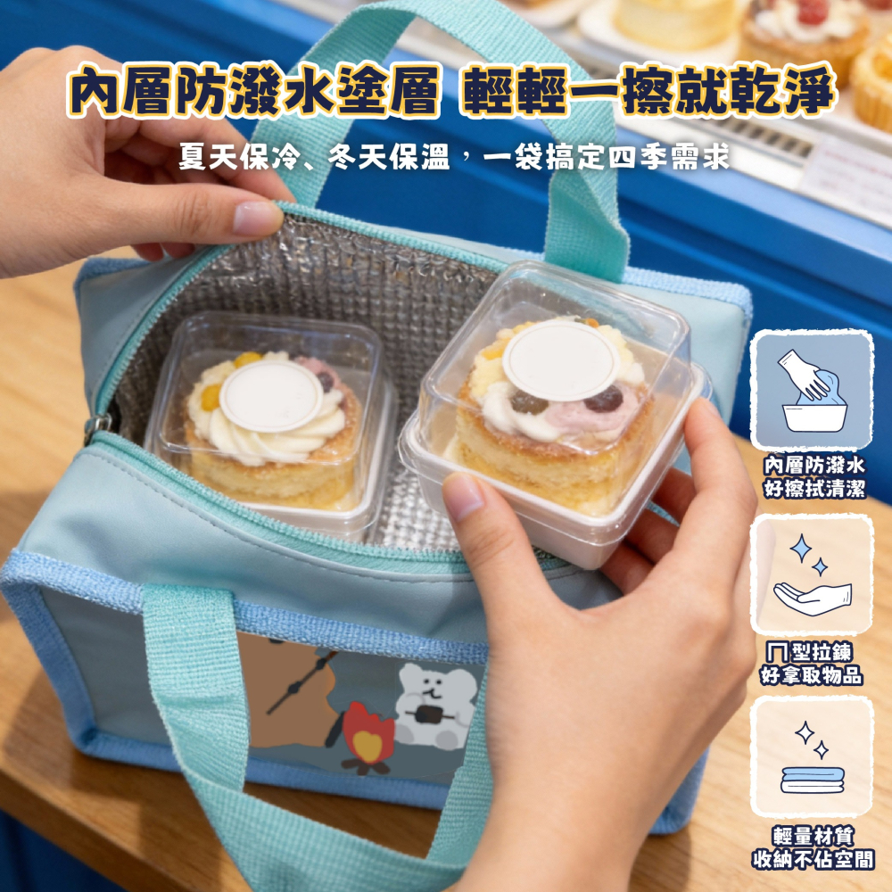 【DINOTAENG】霧面漆皮保溫袋(綠、藍款)-細節圖10