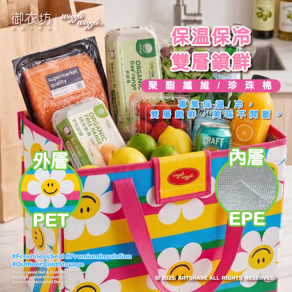 【Wiggle Wiggle】兩用野餐墊提袋(橫紋小花款)-細節圖3