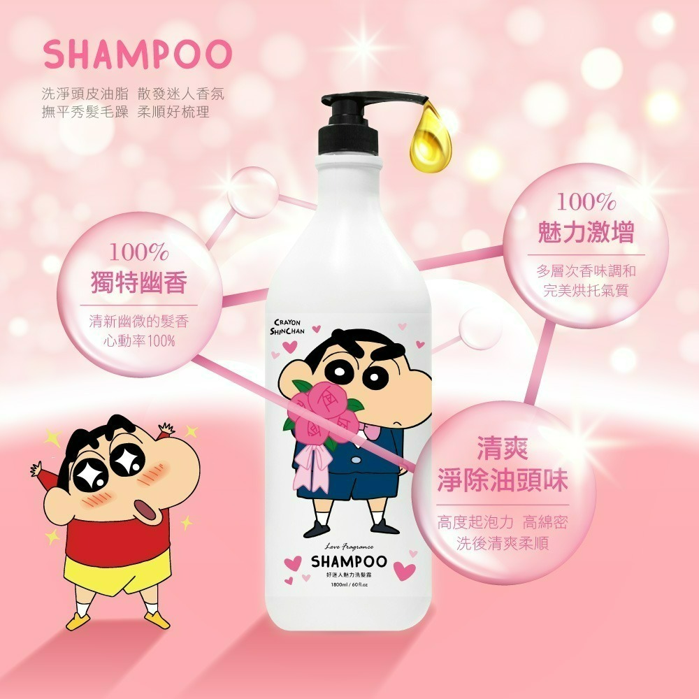 【限時購】【蠟筆小新】甜蜜桃好迷人魅力洗髮乳-細節圖2