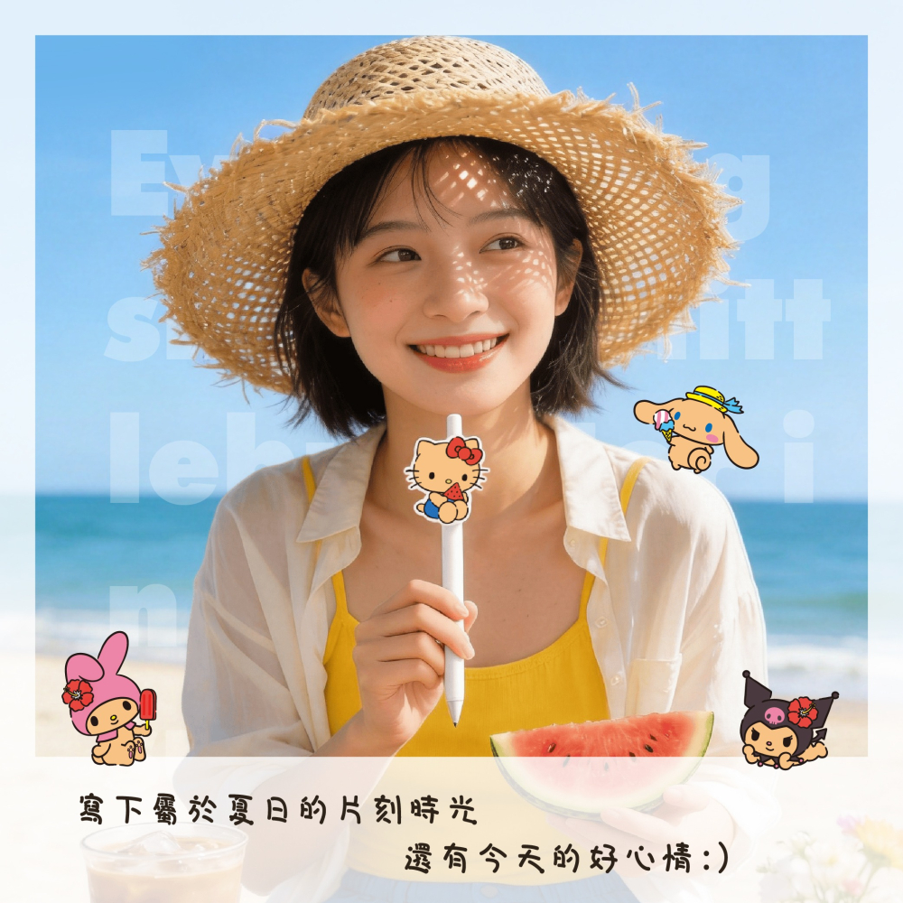 【三麗鷗】曬黑系造型原子筆(四隻/組)-細節圖5