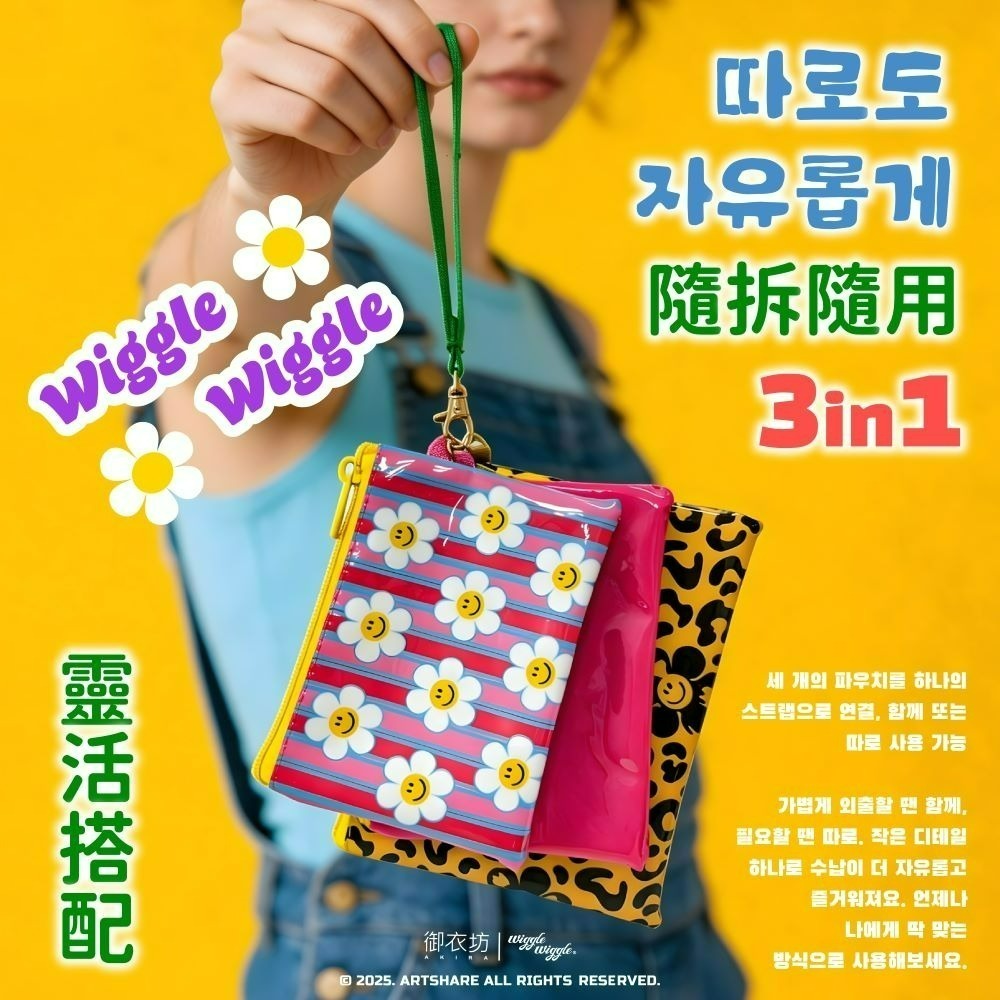 【限時購】【Wiggle Wiggle】三合一透明收納包(豹紋款)-細節圖4