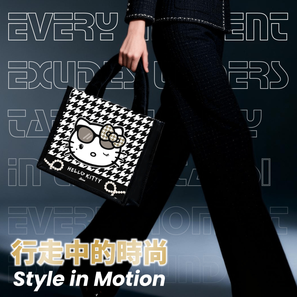 【Hello Kitty】麻布手提袋(千鳥款)-細節圖5