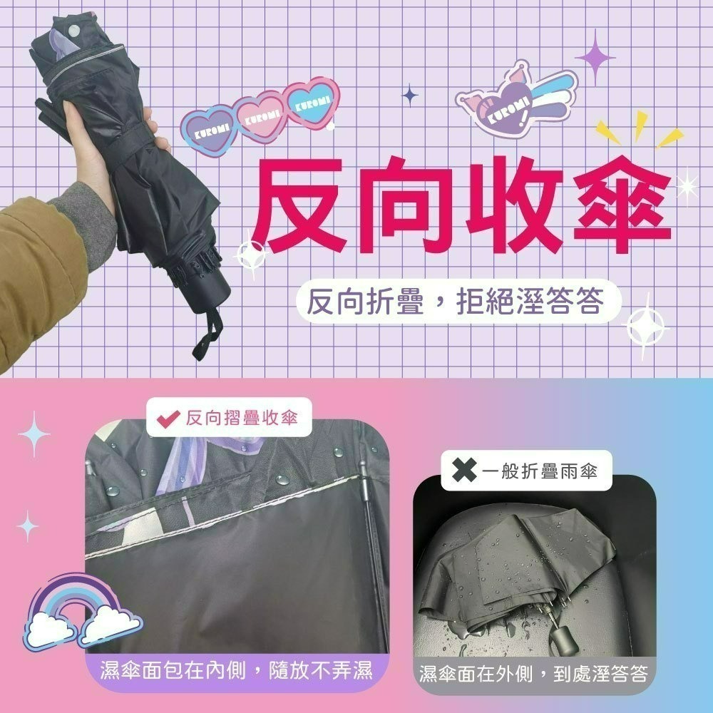【限時購】【酷洛米】Kuromi 27吋巨無霸折疊手開傘(夢幻星球款)-細節圖7