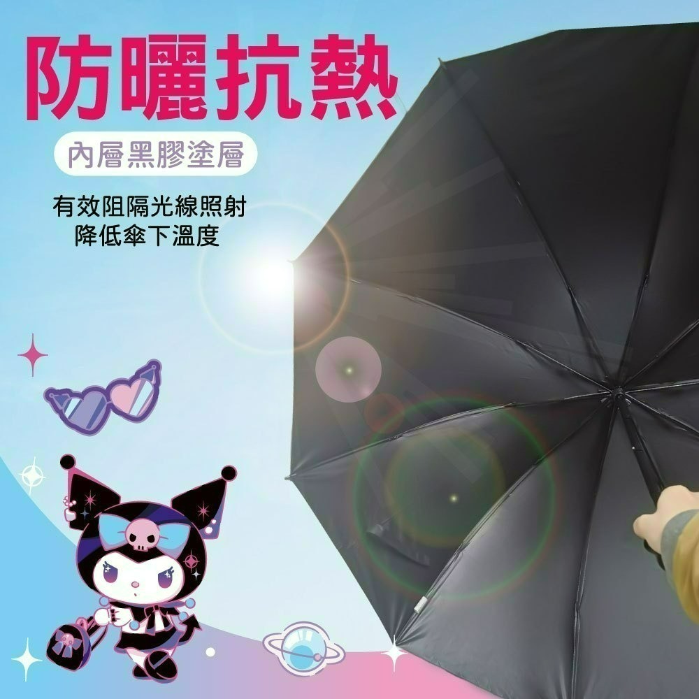 【限時購】【酷洛米】Kuromi 27吋巨無霸折疊手開傘(夢幻星球款)-細節圖3