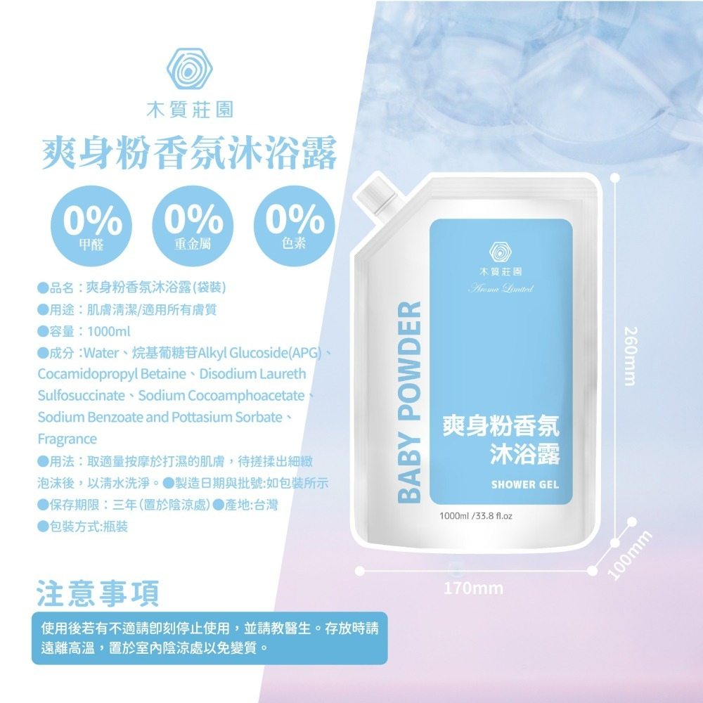 【木質莊園】爽身粉香氛沐浴露補充包-細節圖7