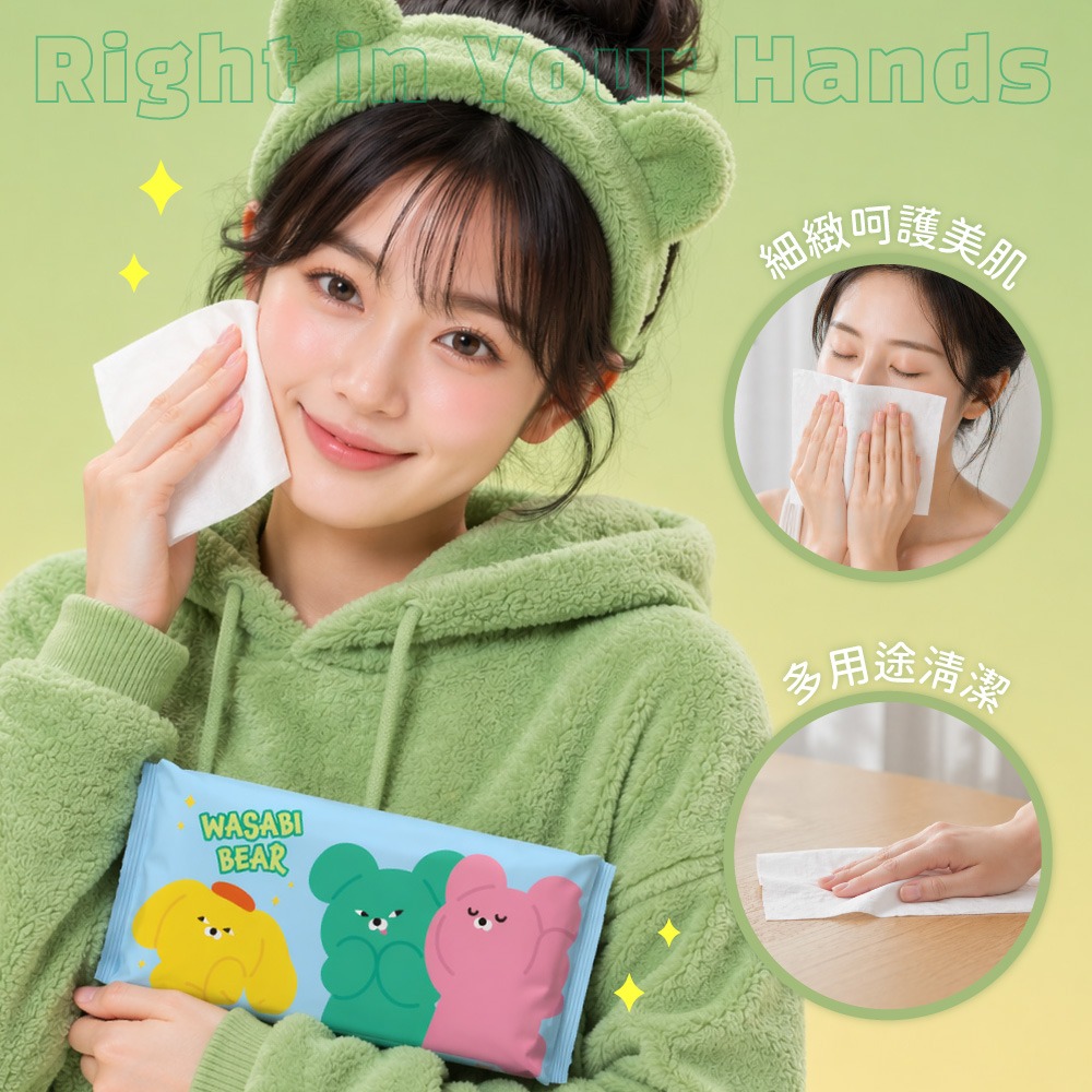 【WASABI BEAR】拋棄式洗臉巾(俏皮藍款)-細節圖5