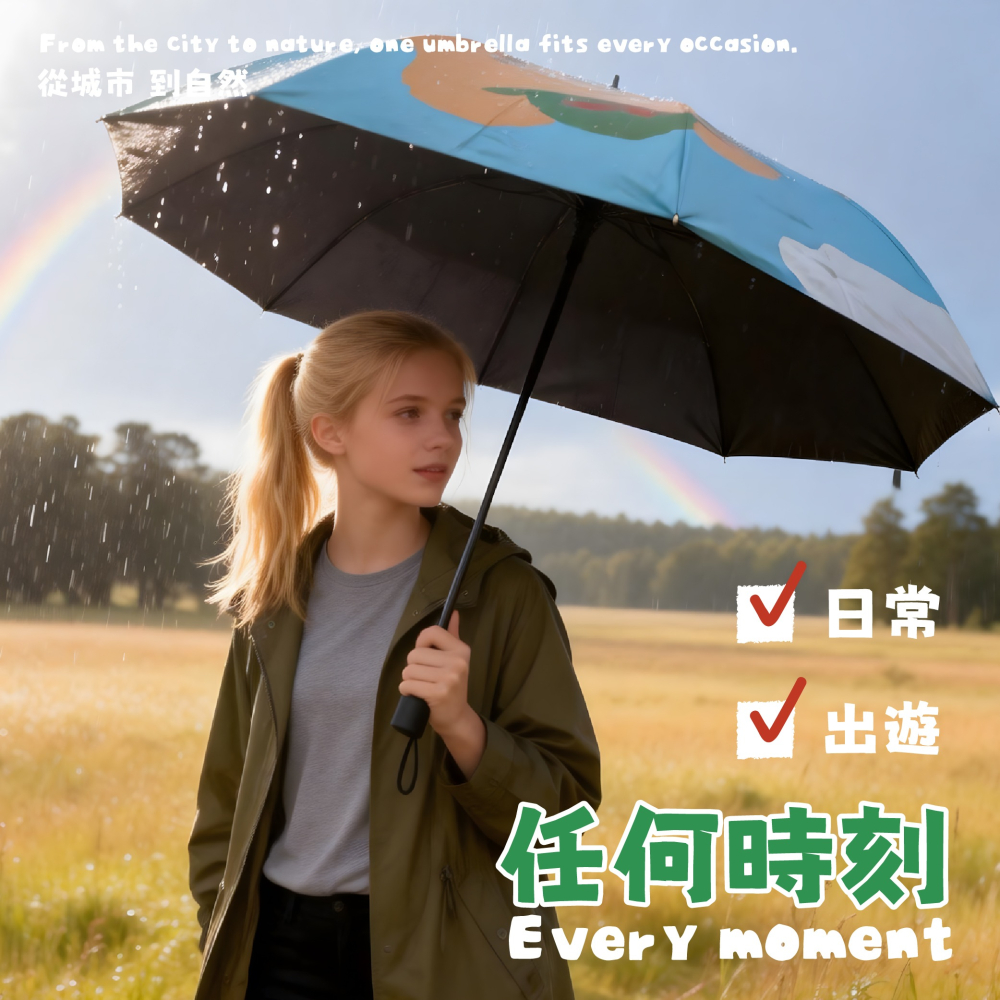 【DINOTAENG】27吋巨無霸摺疊晴雨傘(探險款)-細節圖5