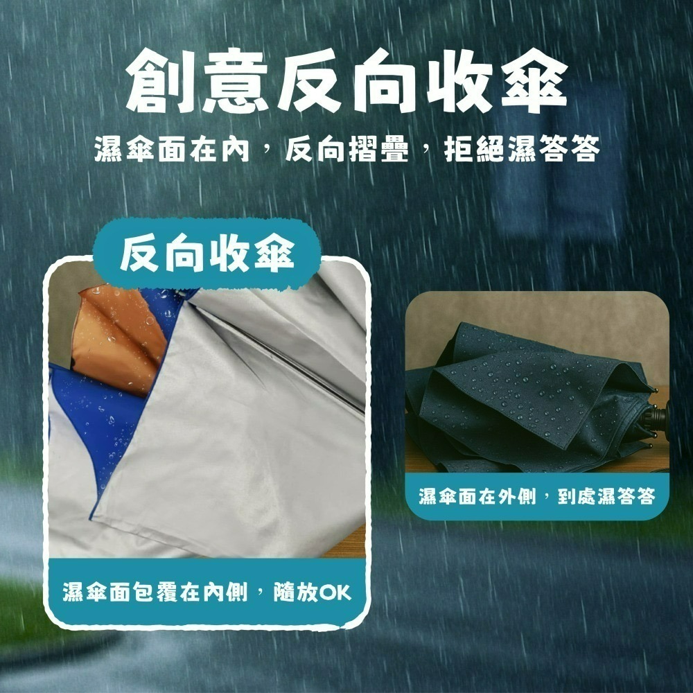 【DINOTAENG】27吋巨無霸摺疊手開傘(深藍款)-細節圖4