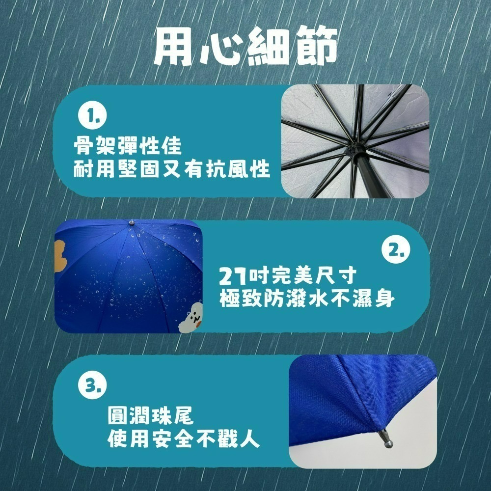 【DINOTAENG】27吋巨無霸摺疊手開傘(深藍款)-細節圖5