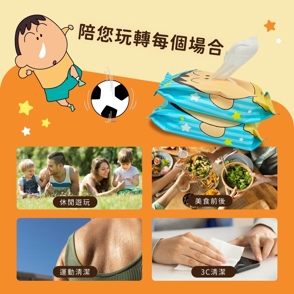 【蠟筆小新】純水濕紙巾(鼻涕阿呆款)80抽無蓋-36包-細節圖5