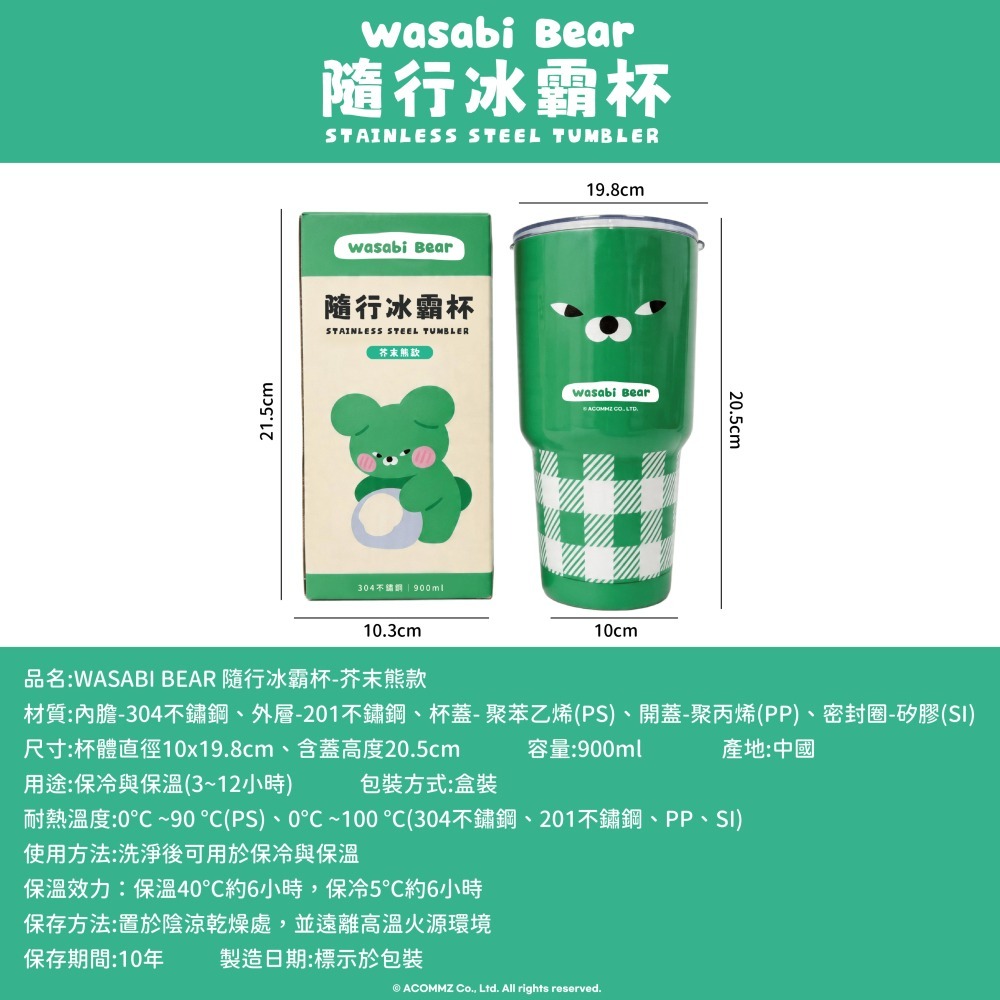 【限時購】【WASABI BEAR】隨行冰霸杯(芥末熊款、粉芥末熊款、辣椒醬熊款)-細節圖7
