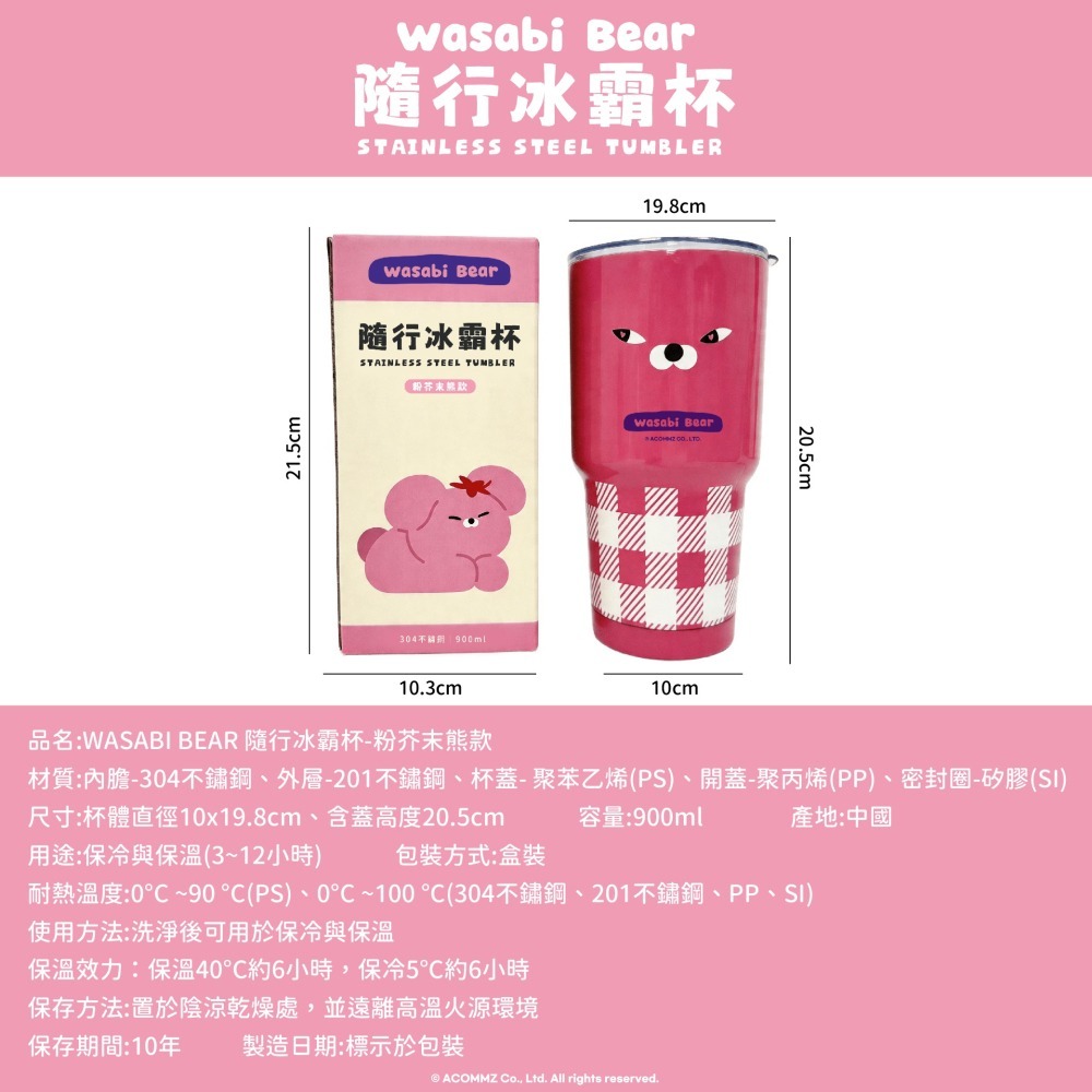 【限時購】【WASABI BEAR】隨行冰霸杯(芥末熊款、粉芥末熊款、辣椒醬熊款)-細節圖8