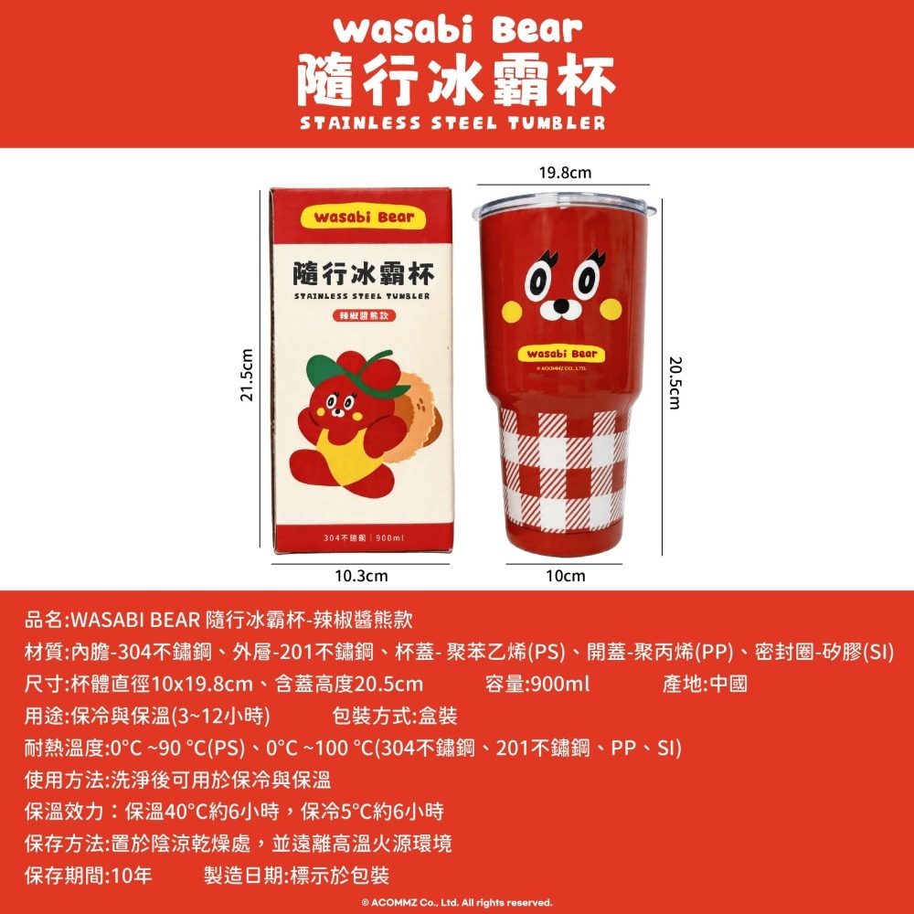【限時購】【WASABI BEAR】隨行冰霸杯(芥末熊款、粉芥末熊款、辣椒醬熊款)-細節圖9