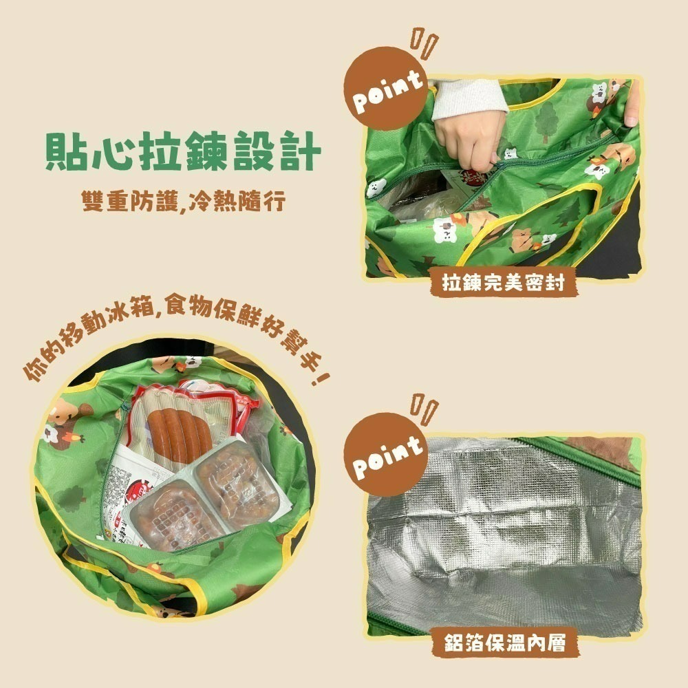 【DINOTAENG】 摺疊保溫提袋(森林遊樂款)-細節圖3