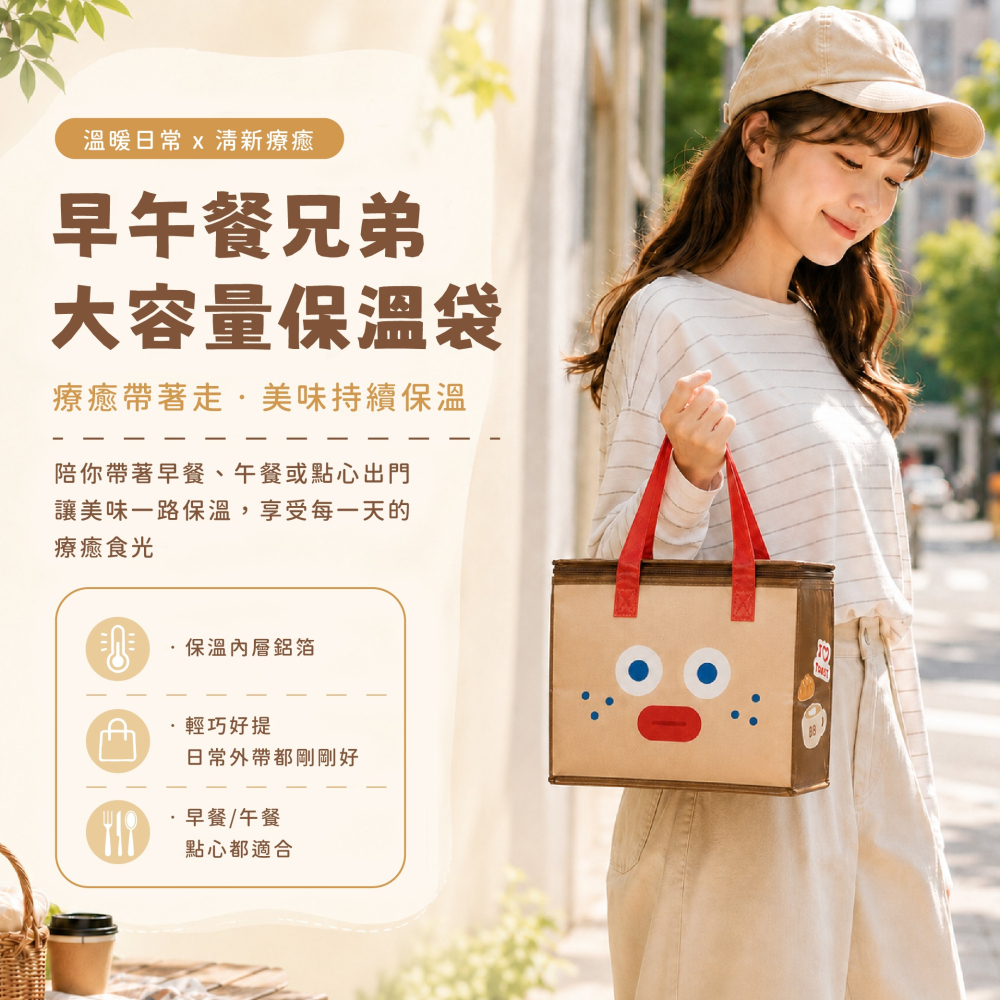 【早午餐兄弟】大容量保溫袋(吐司大哥款、大臉吐司款)-細節圖5