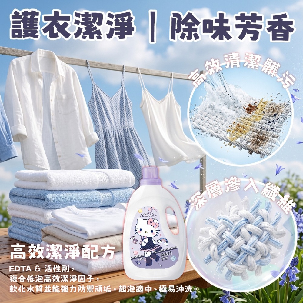 【Hello Kitty】長腿甜心-藍風鈴香洗衣精-細節圖4