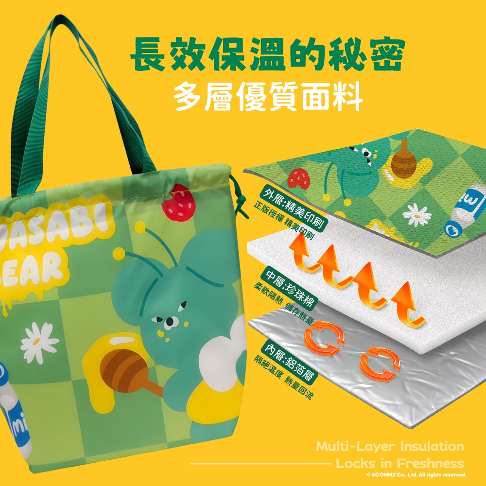 【WASABI BEAR】萬用保溫束口袋-細節圖2