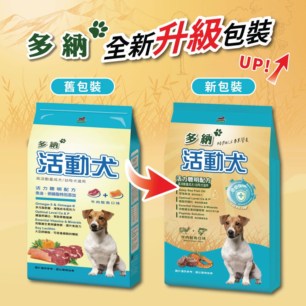 多納狗飼料 活動犬活力聰明配方2kg牛肉鮭魚(兩包入)-細節圖2