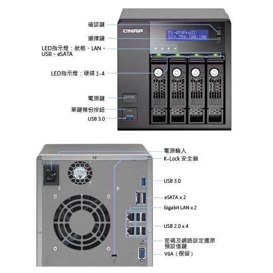 Qnap NAS TS-459 Pro II (加附6顆2T+2顆1T硬碟)網路儲存伺服器-細節圖10