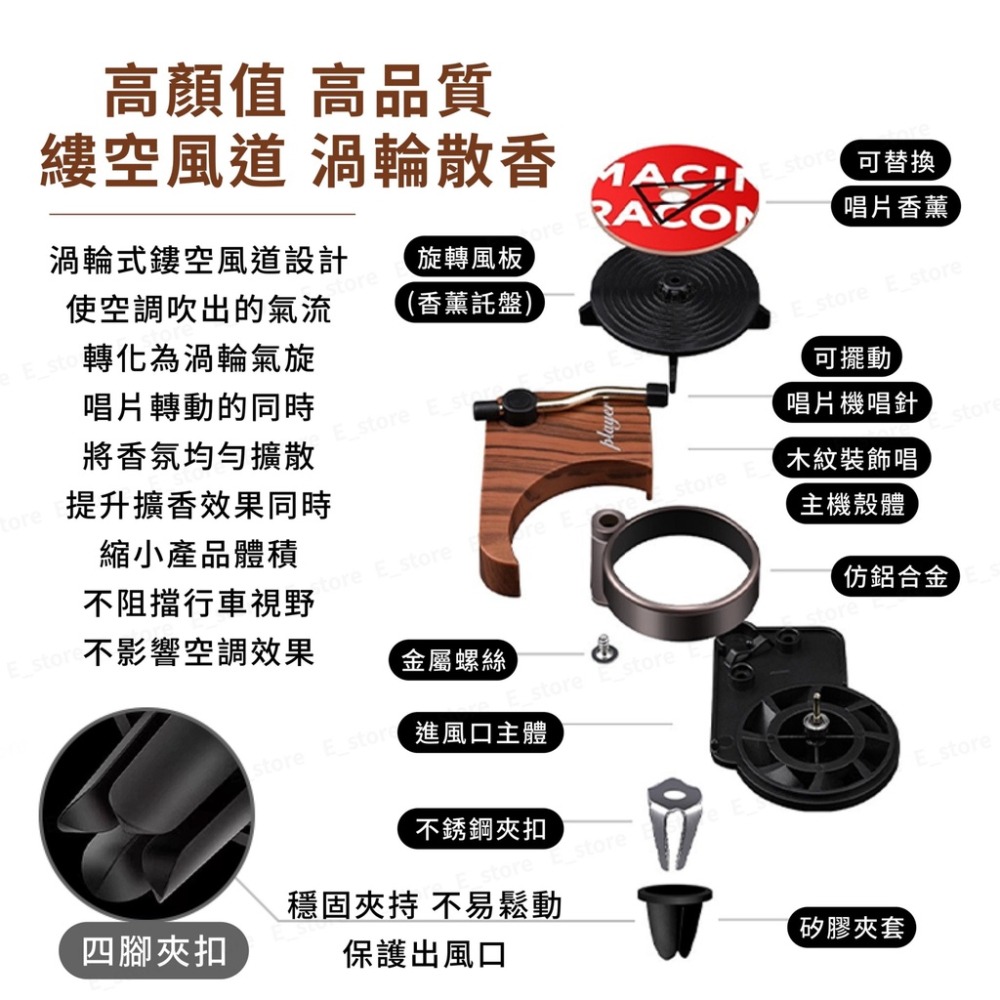 【贈香薰片*3】黑膠唱片汽車香氛 出風口車用香水夾 香薰 香氛 復古留聲機香氛 車用芳香 車用香薰 唱片機香薰-細節圖8