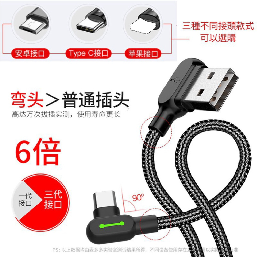 Mcdodo 雙彎頭手遊充電線 傳輸線 安卓充電線 適用 iphone充電線 蘋果充電線 TYPE-C 充電線-細節圖4