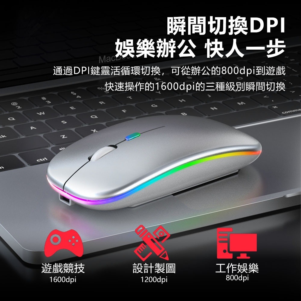 【台灣現貨】炫光無線滑鼠 靜音滑鼠 光學滑鼠 USB充電 靜音滑鼠 炫光 輕薄滑鼠 無聲滑鼠 滑鼠 光學滑鼠-細節圖8