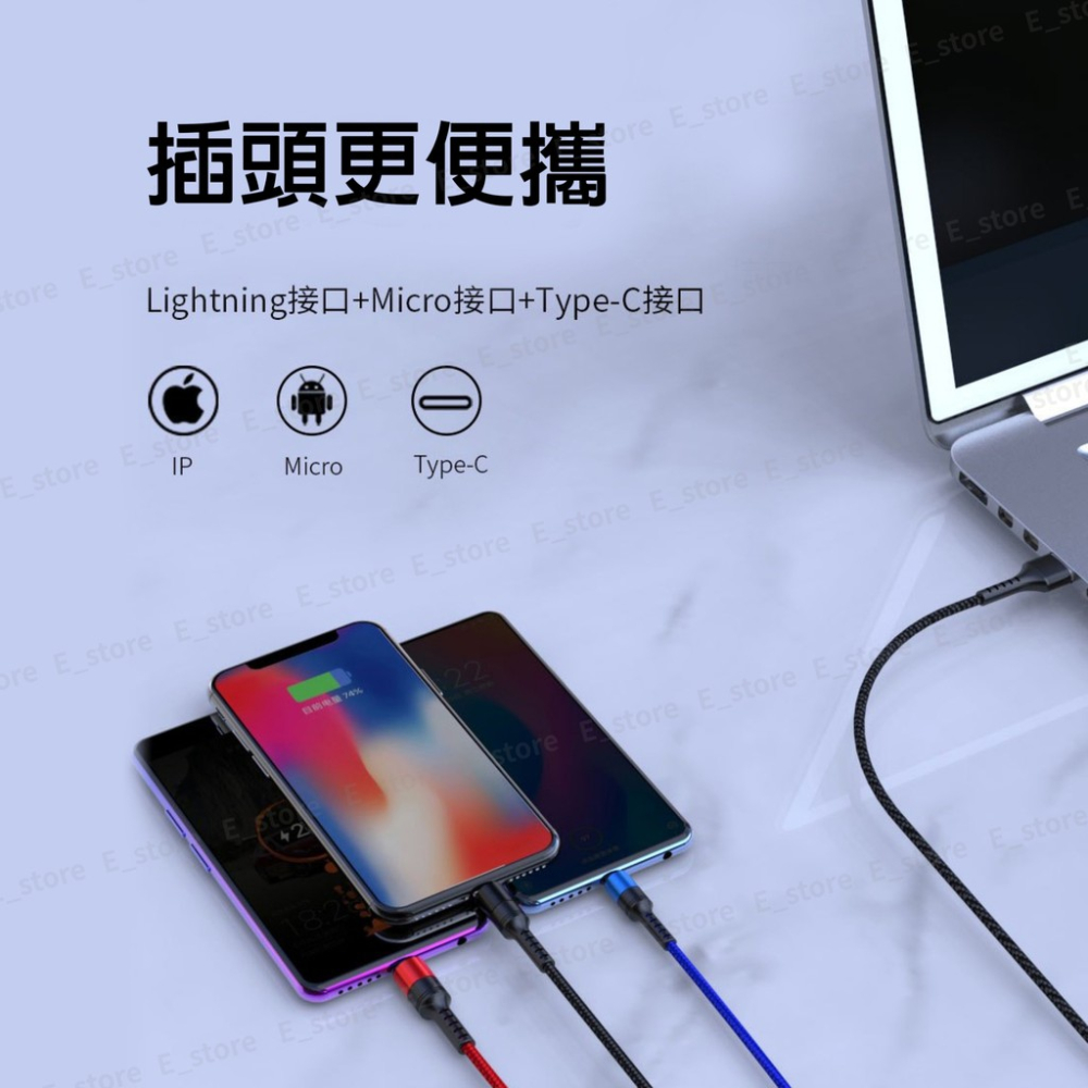 三合一快充線 VOOC閃充 華為 5A快充 充電線 安卓 TYPEC 蘋果 充電線 閃充線 快充線 傳輸線 三合一充電線-細節圖6