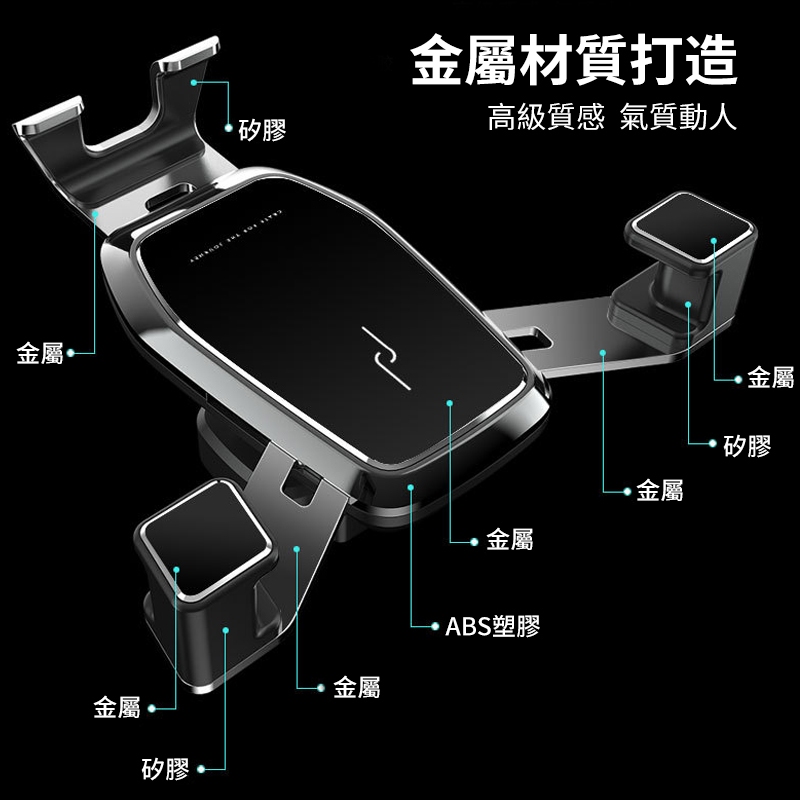車用重力手機架 橫屏 豎屏 重力式 下壓式 下壓固定 鎖定 靜音 下壓鎖定 17mm 手機支架-細節圖3