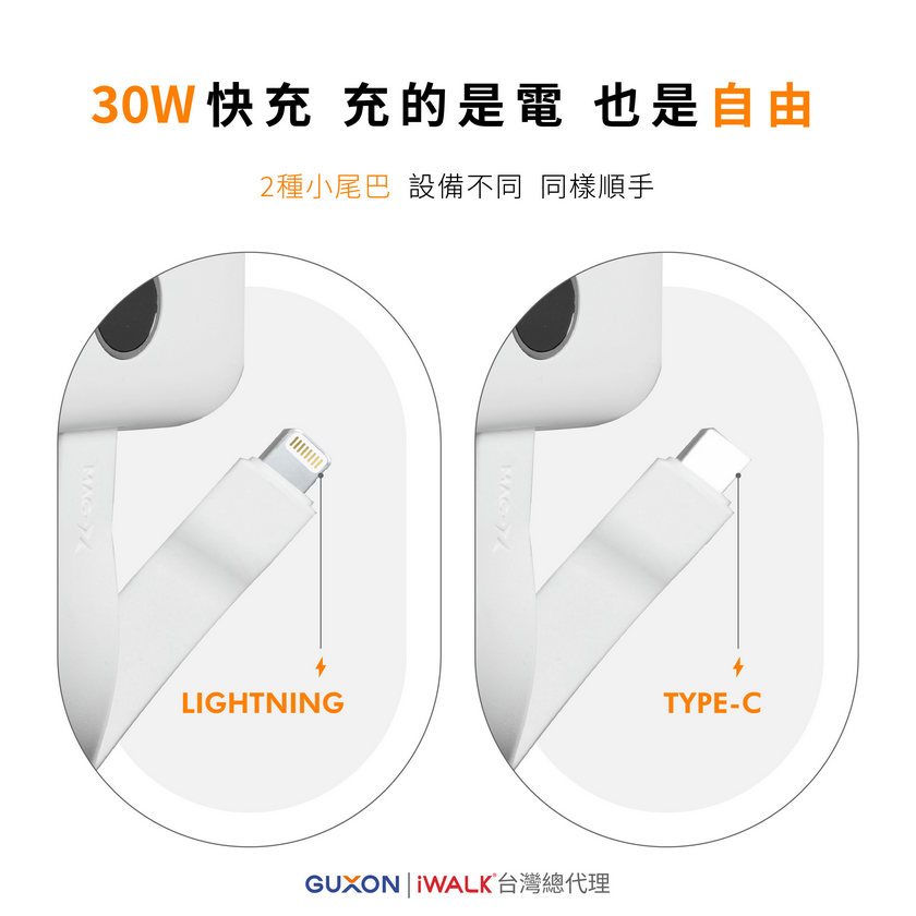 iWALK MAGO 磁吸行動電源 帶線快充 Qi2認證 30W輸出 雙線三輸出 無線磁吸充電 支援iPhone 安卓-細節圖3