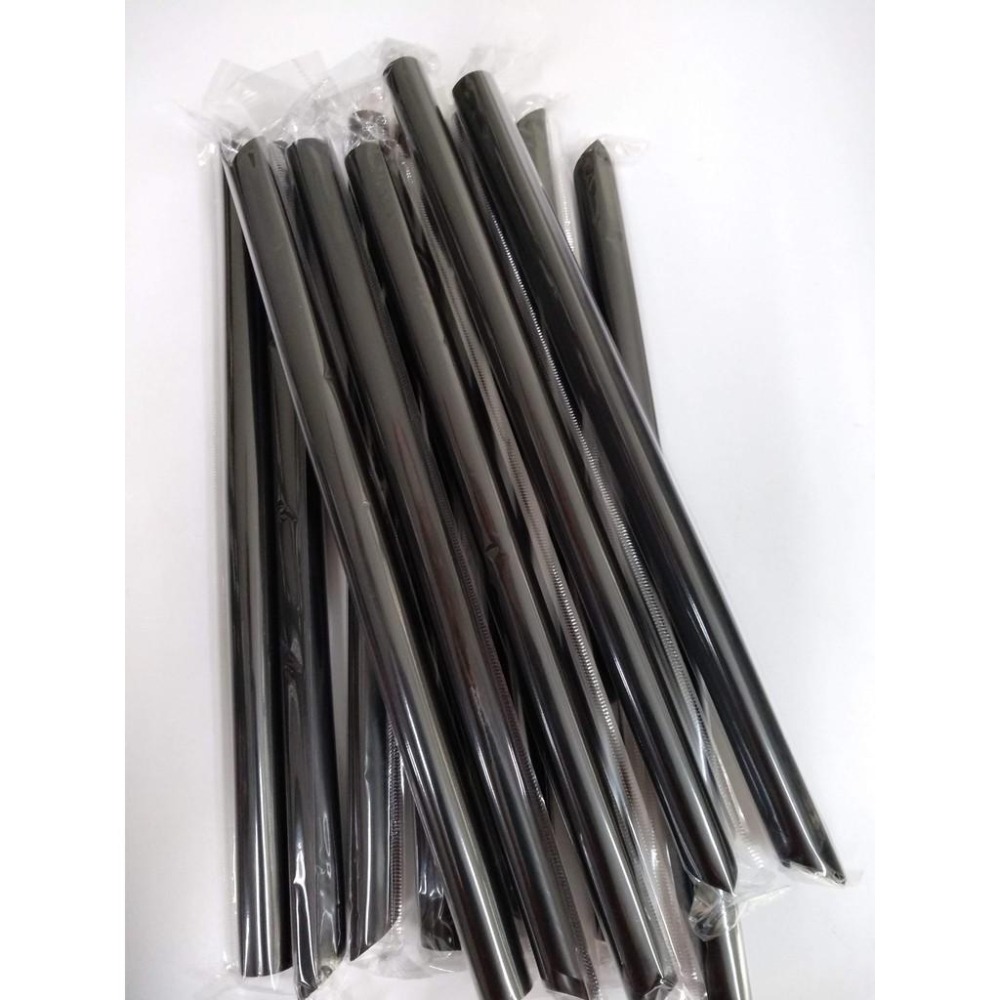 樂樂圍裙屋【台灣製 獨立包裝 黑色吸管 50支/100支/200支】斜口吸管 飲料吸管 衛生吸管 波霸吸管 冰沙吸管-細節圖2