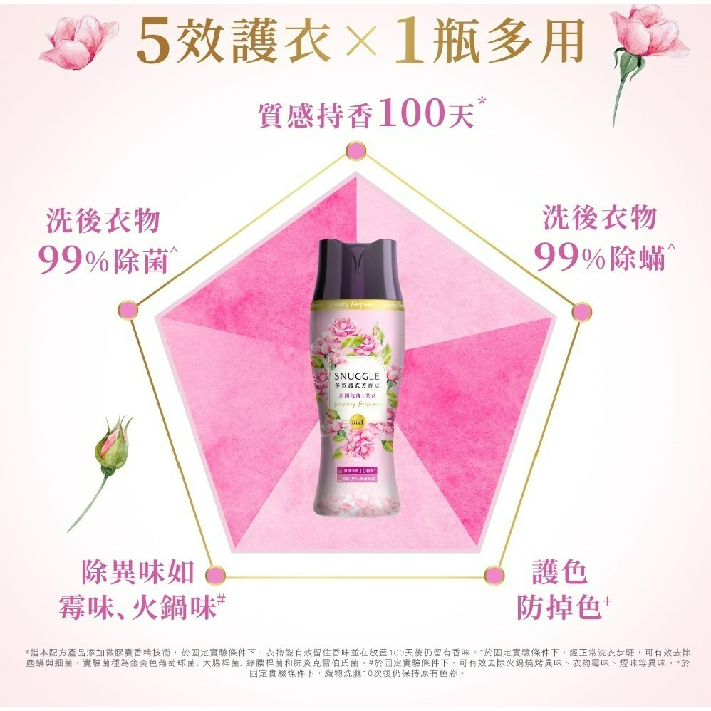 【SNUGGLE熊寶貝正品附發票】【法國玫瑰X茉莉】多效護衣芳香豆/香香豆 衣物專屬香水 (350ML)-細節圖5