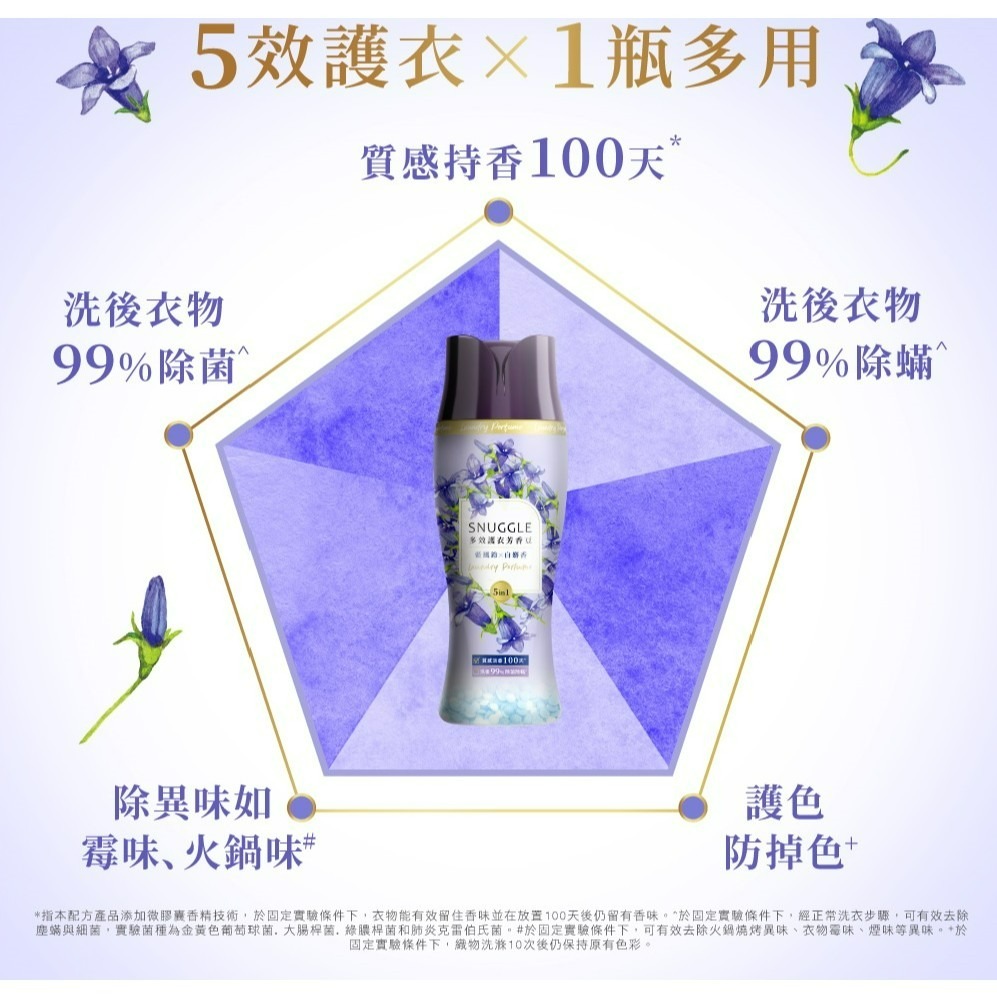 【SNUGGLE熊寶貝正品附發票】【藍風鈴X白麝香】【補充包300ML】多效護衣芳香豆/香香豆 衣物專屬香水-細節圖7