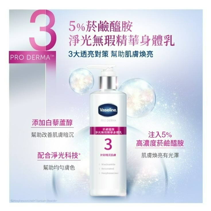 【VASELINE正品附發票】【全能精華身體乳】【4款任選】【菸鹼醯胺/4D全能玻尿酸/5.5%果酸精華】(250ML)-細節圖4