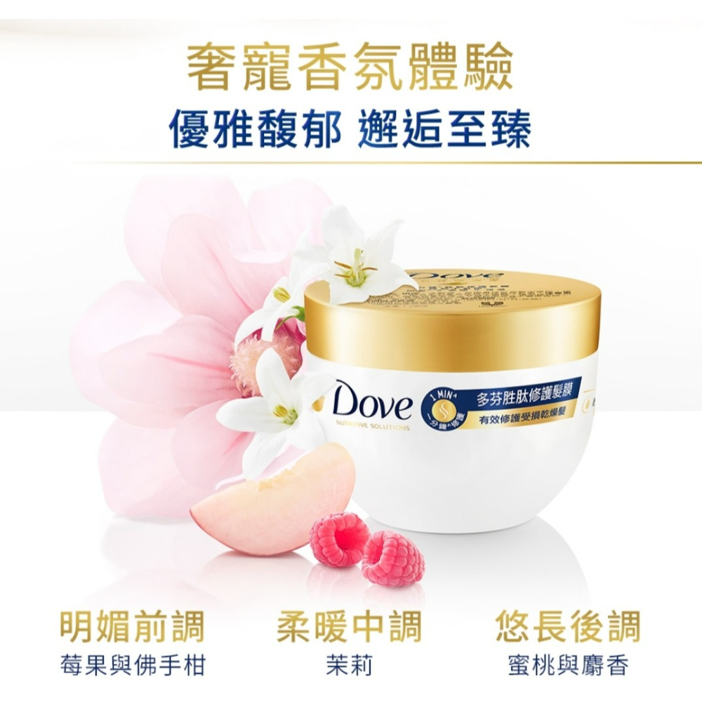 【Dove多芬正品附發票】【一分鐘胜肽修護髮膜】【女人我最大推薦：胜肽小金碗】【防斷、柔順、保濕】【280g】-細節圖11