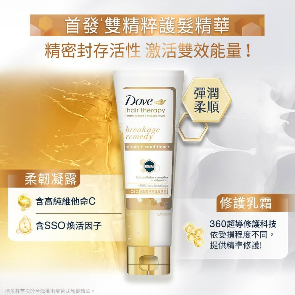 【Dove多芬正品附發票】【3款可選】【C50強韌/Q10青春/HA10玻尿酸】【多芬雙精粹護髮精華】【230ml】-細節圖6