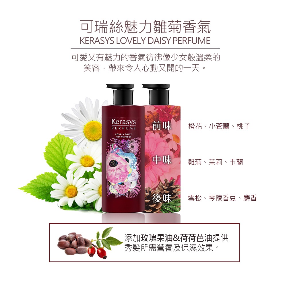 【KERASYS正品附發票】【魅力雛菊】【升級版香氛】【可瑞絲 香氛洗髮精】【600ml】-細節圖3