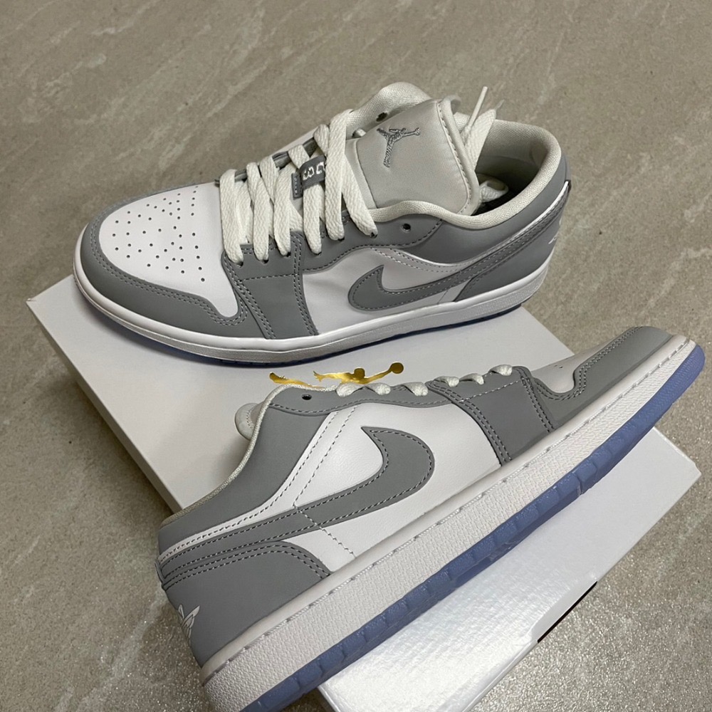 W Air Jordan 1 Low Wolf Grey 女鞋 男段 小迪奧 灰白 果凍底 低筒 DC0774-105-細節圖3