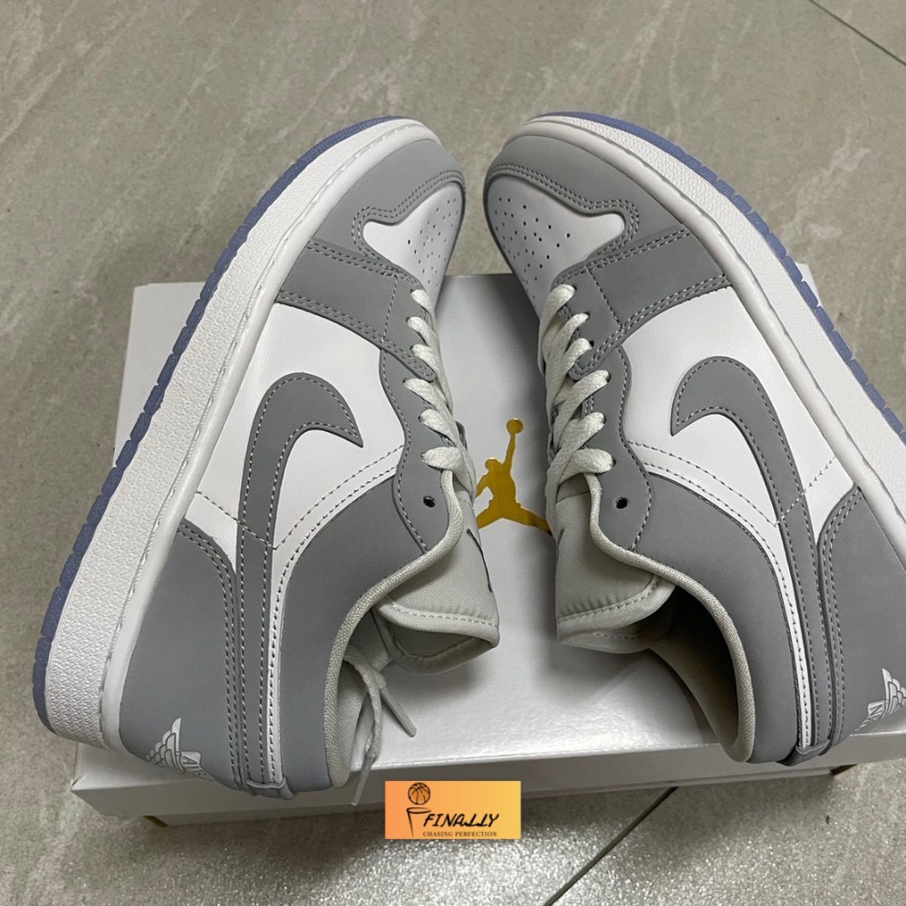 W Air Jordan 1 Low Wolf Grey 女鞋 男段 小迪奧 灰白 果凍底 低筒 DC0774-105-細節圖4