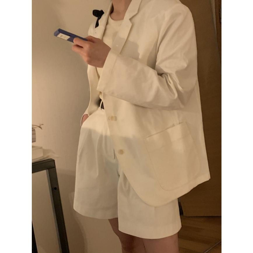 韓貨 MASCULINE 白色棉麻西裝外套 MONE white jacket-細節圖4