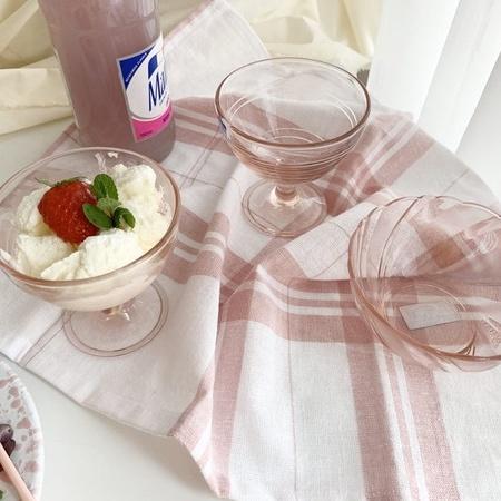 現貨 韓國代購 法國製粉色玻璃高腳碗 甜點碗 冰淇淋碗-細節圖5