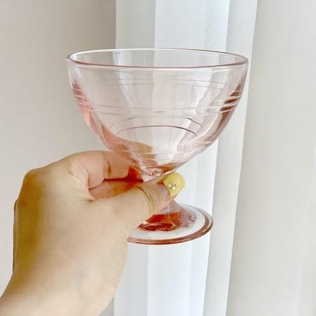 現貨 韓國代購 法國製粉色玻璃高腳碗 甜點碗 冰淇淋碗-細節圖8