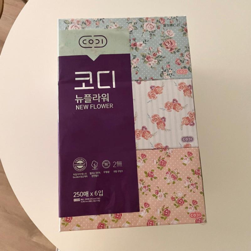 韓國代購 韓國好用的碎花盒裝抽取式面紙 250抽 衛生紙 韓國衛生紙 韓國面紙