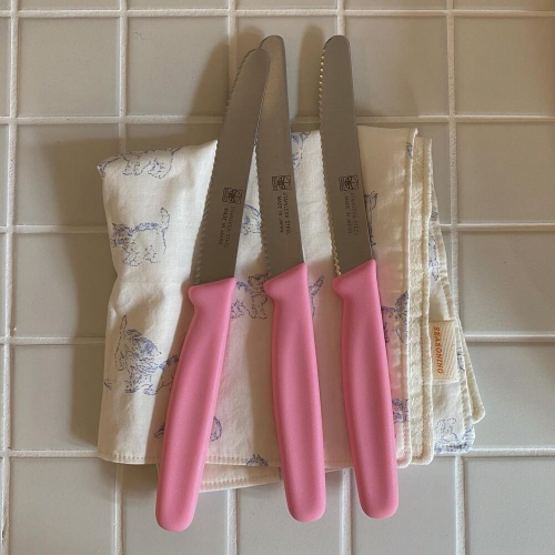 現貨 韓國代購 法式粉色水果刀 麵包刀 奶油刀 餐刀 刀具 家庭咖啡廳 onnuk款