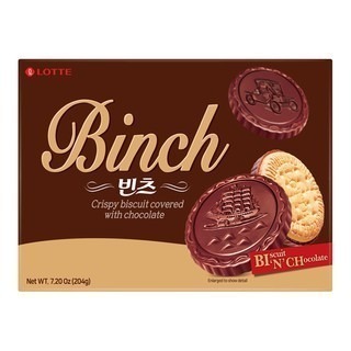 韓國樂天BINCH 巧克力餅乾 204g 巧克力夾心餅乾 金幣巧克力餅乾 LOTTE-細節圖2
