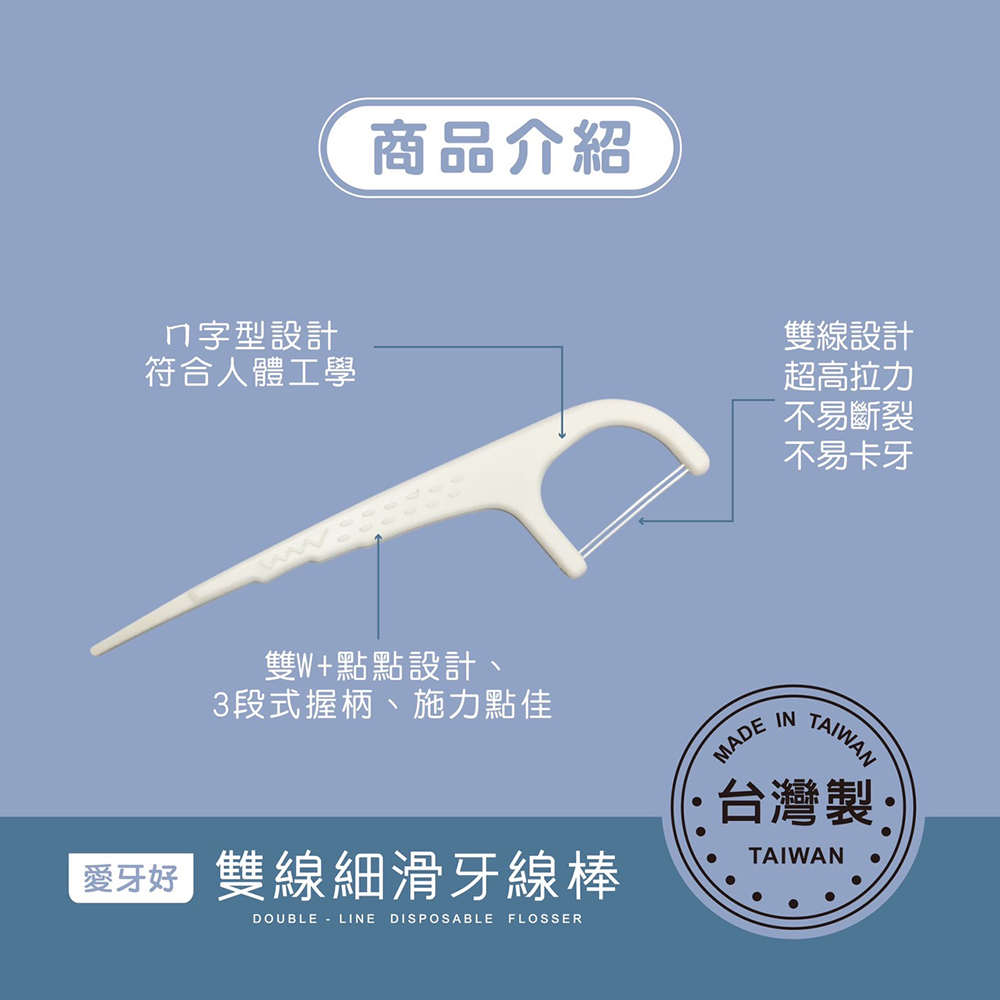 愛牙好 雙線細滑牙線棒 200支 (盒裝) 台灣製造 雙線 牙線 牙線棒 剔牙棒 附隨身透明盒-細節圖5