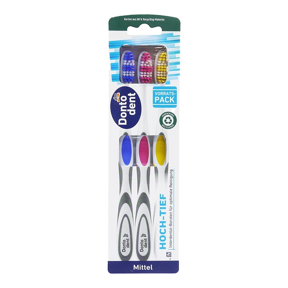 【魔法花園】德國 DM Dontodent 成人護理牙刷 3支/組 清潔舌苔 舌苔刷 防滑手柄-細節圖3