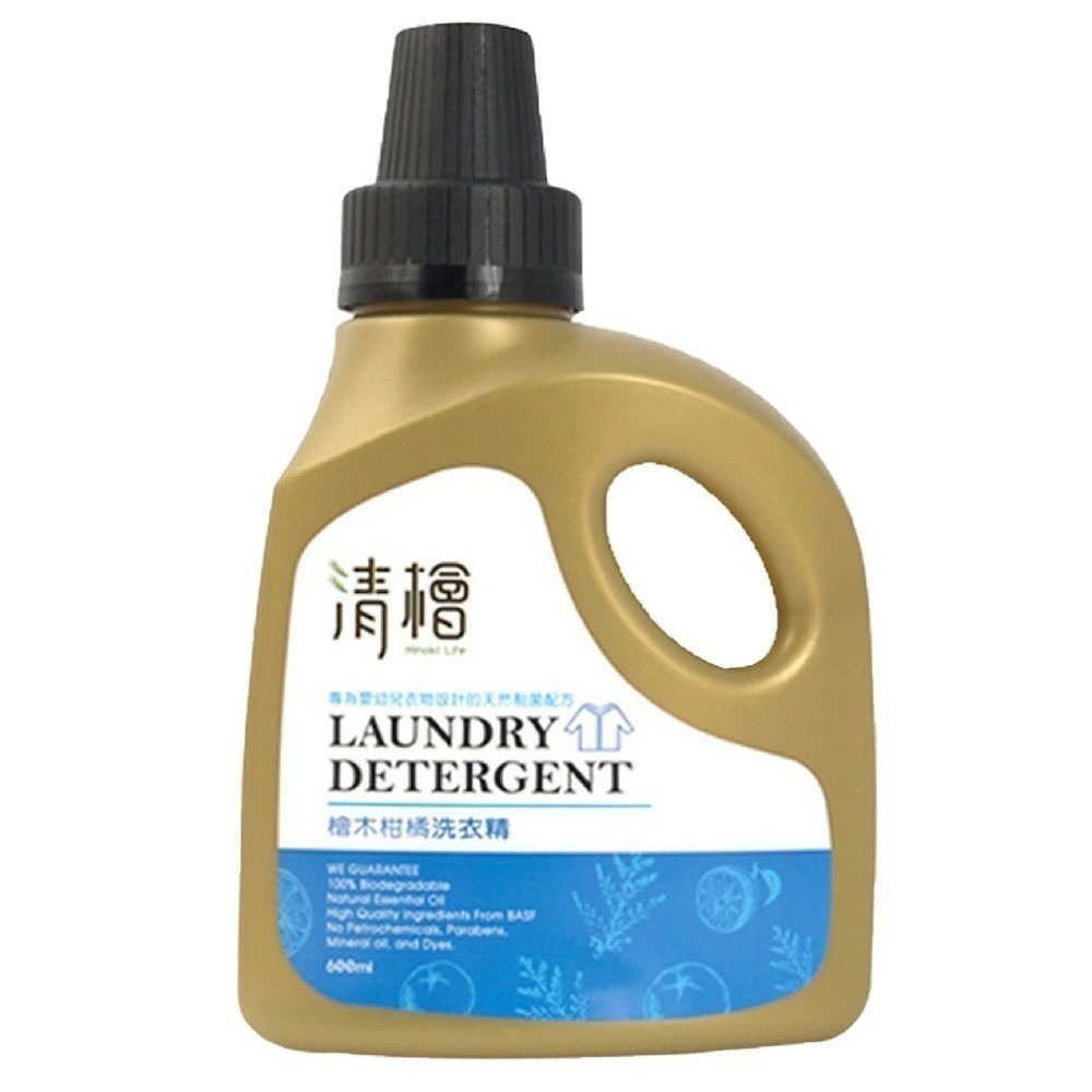 【清檜Hinoki Life】檜木柑橘洗衣精 600ml/瓶 清潔 洗衣 洗衣精 除臭 防瞞 嬰幼兒衣物-細節圖2