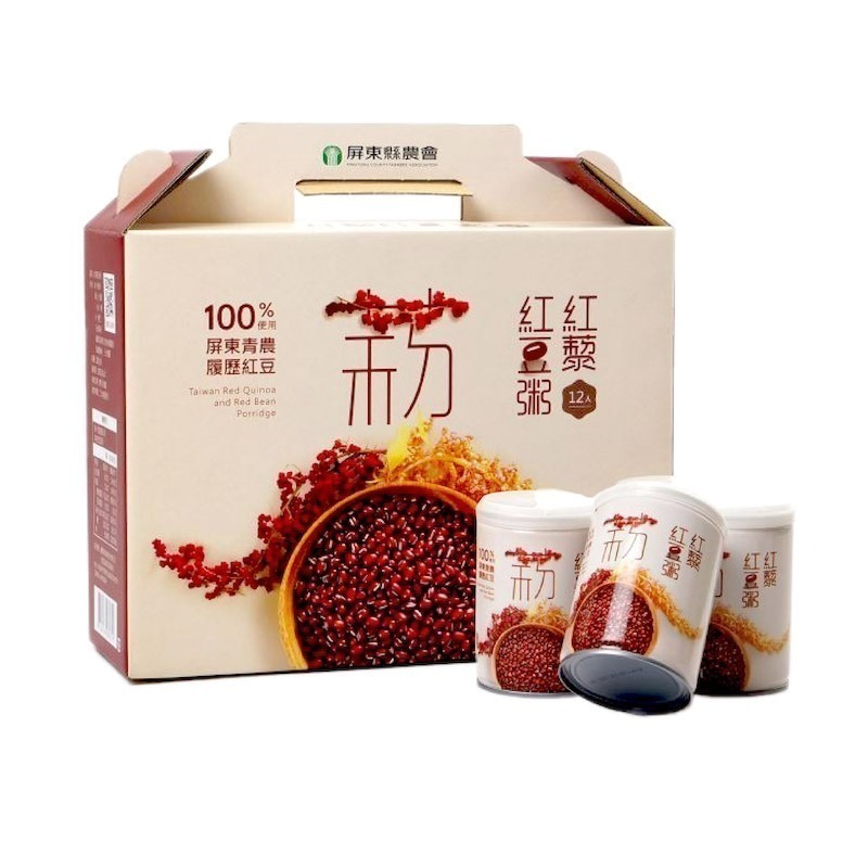 【屏東縣農會】紅藜紅豆粥 12入禮盒裝 250g/罐 紅藜 紅豆 粥品 美食 伴手禮 禮盒 送禮-細節圖2