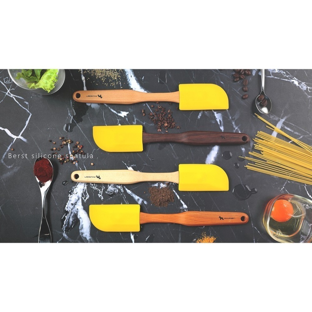 【帕維登】比斯特矽膠刮刀(山毛櫸/楓木/核桃木/櫻桃木) (食品級耐熱攝氏250度安全材質) 刮刀-細節圖3