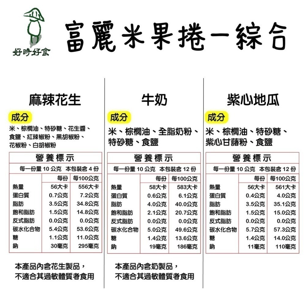 【富里鄉農會】花蓮棒富麗米果捲 12支入/盒 綜合/紫心地瓜/牛奶 非油炸 無添加防腐劑 伴手禮 美食-細節圖6